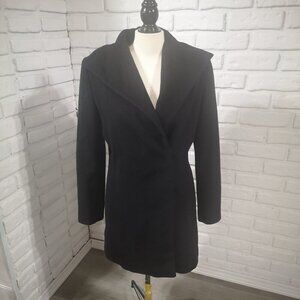 Calvin Klein Ladies Size 8 Black Wool Blend Fully Lined Pea Coat